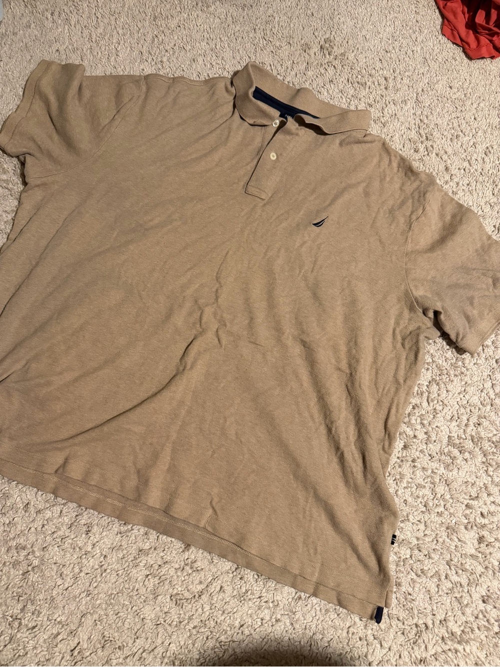 Nautica Men's Polo Shirt in Tan with Navy Logo